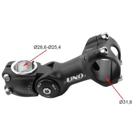 Potencia para bicicleta 0° / 60° UNO - 110 mm plata - motoscamaralweb.com