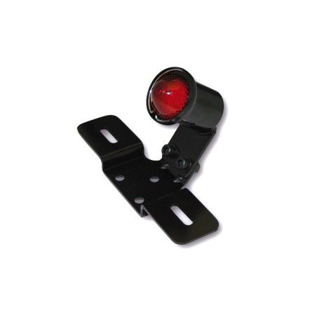 Piloto trasero LED SHIN YO Old School tipo 3 negro con cristal rojo y soporte de matrícula - motoscamaralweb.com