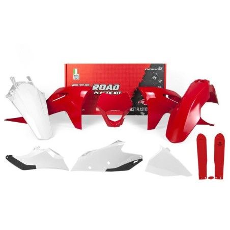 Kit de plástica RACETECH (7 piezas) - Rojo / Blanco - motoscamaralweb.com