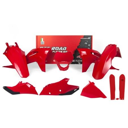 Kit de plástica RACETECH (7 piezas) - Rojo / Negro - motoscamaralweb.com