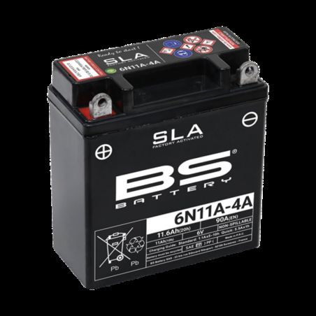 Batería BS BATTERY SLA sin mantenimiento activada de fábrica - 6N11A-4A - motoscamaralweb.com