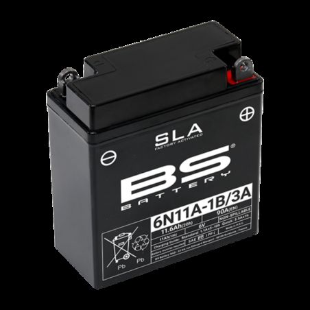 Batería BS BATTERY SLA sin mantenimiento activada de fábrica - 6N11A-1B/3A - motoscamaralweb.com