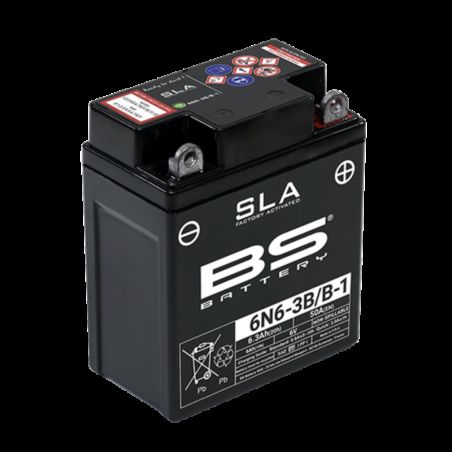 Batería BS BATTERY SLA sin mantenimiento activada de fábrica - 6N6-3B/B-1 - motoscamaralweb.com