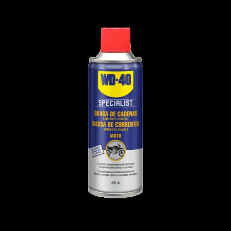 Grasa blanca para cadena WD-40 Specialist Moto condiciones húmedas - Spray 400 ml - motoscamaralweb.com
