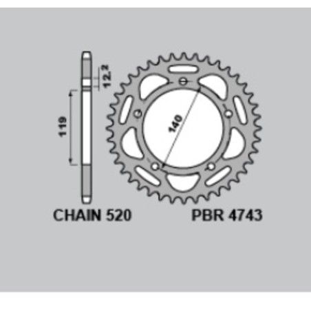 Corona PBR aluminio ultra-light anodizado 4743 - 520 - motoscamaralweb.com