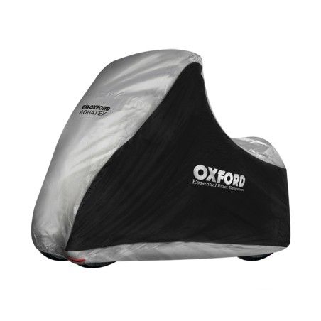 Funda cubremoto para exterior OXFORD Aquatex - Maxi Scooter 3 ruedas - Negro / Plata - Universal - motoscamaralweb.com