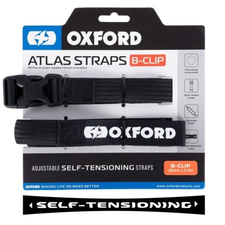 Kit de correas OXFORD Atlas B-Clip 26mm negro - 2 unidades - motoscamaralweb.com