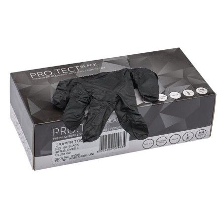 Guantes de nitrilo negros DRAPER - Pack de 100 unidades - motoscamaralweb.com