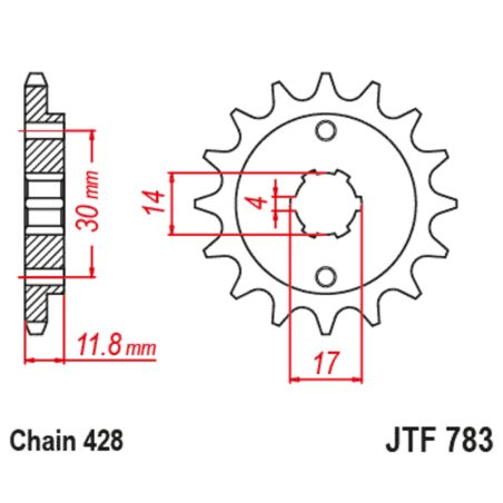 Piñón JT SPROCKETS acero estándar 783 - 428 - motoscamaralweb.com