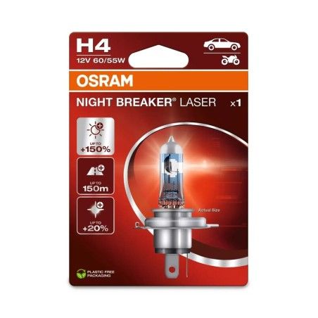 Lámpara OSRAM H4 Night Breaker Laser Light 12V 60 / 55W P43t-38 - 1 ud - motoscamaralweb.com