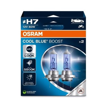 Lámpara OSRAM Cool Blue Boost H7 12V / 80W - 2 uds - motoscamaralweb.com