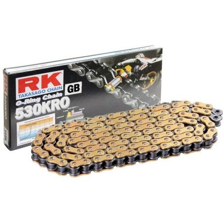 Cadena RK GB530KRO con 110 eslabones oro - motoscamaralweb.com