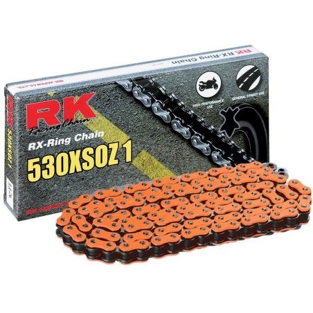 Cadena RK FO530XSOZ1 con 120 eslabones naranja - motoscamaralweb.com