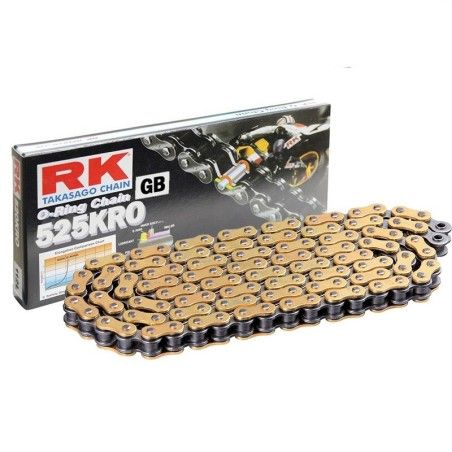 Cadena RK GB525KRO con 110 eslabones oro - motoscamaralweb.com