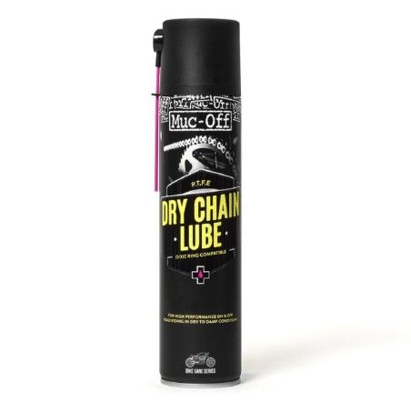 Grasa de cadena (para seco) con PTFE (teflon) MUC-OFF Motorcycle Dry Chain Lube Spray 400mlx12 - motoscamaralweb.com