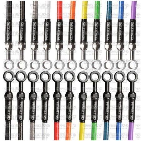 Kit de latiguillos delanteros Race Venhill Transparente/Cromo YAM6014F