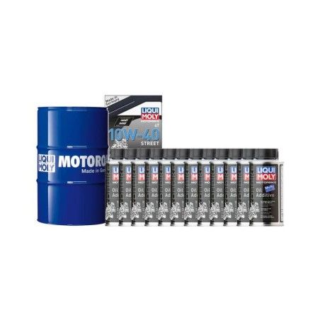 Pack bidón de aceite 60L LIQUI MOLY - 10W40 HC sintético + 12 antifricciones MoS2 125ml - motoscamaralweb.com