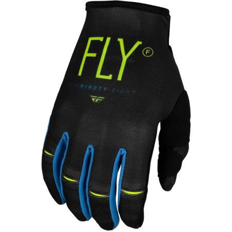 Guantes infantiles FLY RACING Kinetic Prodigy - Antracita / Verde Neón / True Blue - motoscamaralweb.com