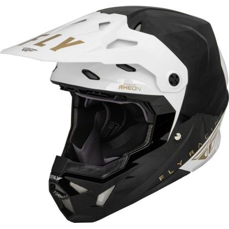 FLY RACING Formula CP Slant Helmet Black/White/Gold XS- motoscamaralwe