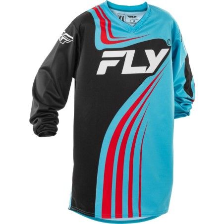Camiseta infantil FLY RACING F-16 - Cian / Negro / Rojo - motoscamaralweb.com