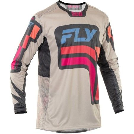 Camiseta FLY RACING Lite S.E. Vice - Gris claro / Rosa / Coral - motoscamaralweb.com