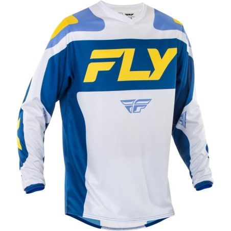 Camiseta FLY RACING F-16 - Blanco / Azul oscuro / Amarillo - motoscamaralweb.com