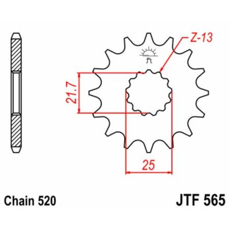Piñón JT SPROCKETS acero estándar 565 - Paso 520 - motoscamaralweb.com