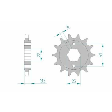 Piñón AFAM acero estándar 20506 - Paso 525 - motoscamaralweb.com