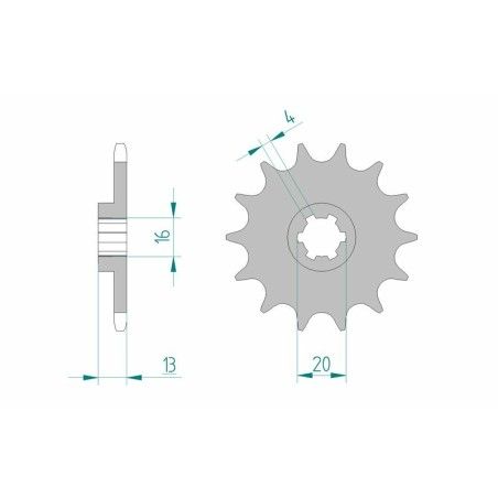 Piñón AFAM acero estándar 94214 - Paso 520 - motoscamaralweb.com