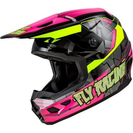 Casco infantil FLY RACING Kinetic Scorched - Rosa neón / Hi-Vis / Negro - motoscamaralweb.com