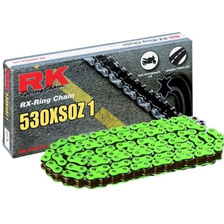 Cadena RK FG530XSOZ1 con 116 eslabones verde - motoscamaralweb.com