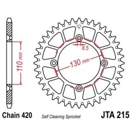 Corona JT 215 de aluminio con 51 dientes - motoscamaralweb.com