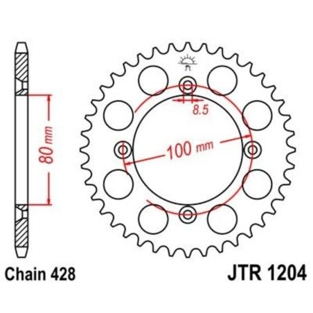 Corona JT 1204 de acero con 46 dientes - motoscamaralweb.com
