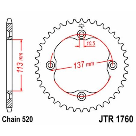 Corona JT SPROCKETS acero estándar 1760 - 520 - motoscamaralweb.com