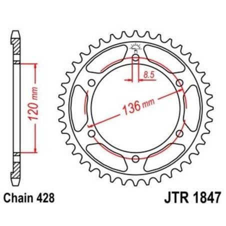 Corona JT 1847 de acero con 48 dientes - motoscamaralweb.com