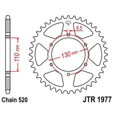 Corona JT 1977 de acero con 45 dientes - motoscamaralweb.com