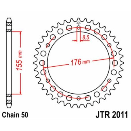 Corona JT SPROCKETS acero estándar 2011 - Paso 530 - motoscamaralweb.com
