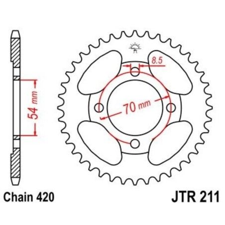 Corona JT 211 de acero con 39 dientes - motoscamaralweb.com