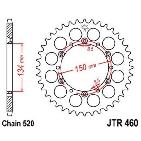 Corona JT 460 de acero con 39 dientes - motoscamaralweb.com