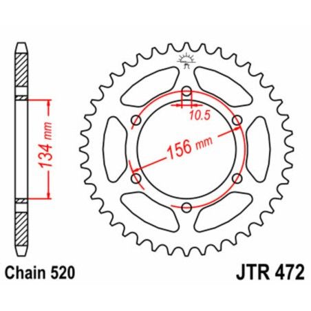 Corona JT SPROCKETS acero estándar 472 - Paso 520 - motoscamaralweb.com