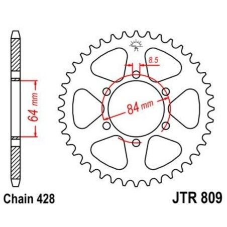Corona JT SPROCKETS acero estándar 809 - Paso 428 - motoscamaralweb.com
