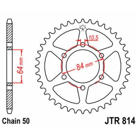 Corona JT SPROCKETS acero estándar 814 - Paso 530 - motoscamaralweb.com