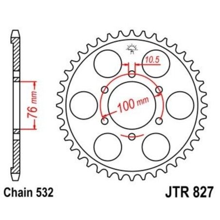 Corona JT SPROCKETS acero estándar 827 - Paso 532 - motoscamaralweb.com