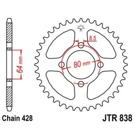 Corona JT 838 de acero con 36 dientes - motoscamaralweb.com