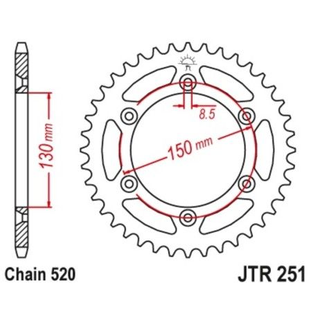 Corona JT 251 de acero con 48 dientes paso 520 autolimpiable - motoscamaralweb.com