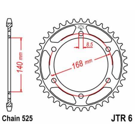 Corona JT 6 de acero con 41 dientes - motoscamaralweb.com