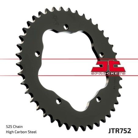 Corona JT SPROCKETS acero estándar 752 - Paso 525 - Requiere portacoronas JT SPROCKETS - motoscamaralweb.com