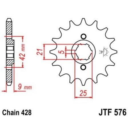 Piñon JT 576 de acero con 18 dientes - motoscamaralweb.com