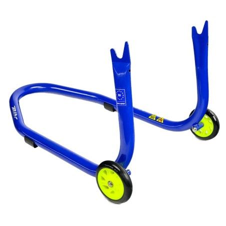 Caballete trasero moto BIHR con soportes en V para diábolos - Azul y amarillo - motoscamaralweb.com