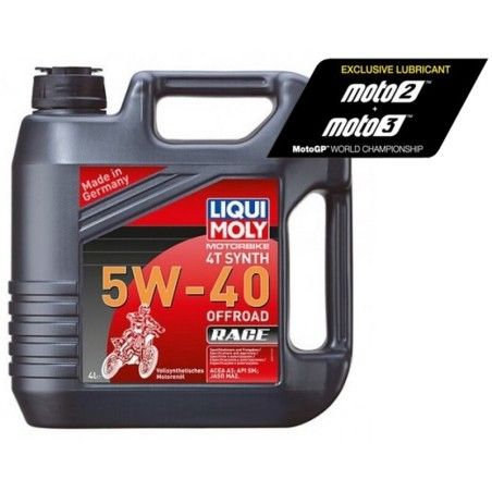 Garrafa de 4L aceite Liqui Moly 100% sintético 4T Synth 5W-40 Off road Race 3019 - motoscamaralweb.com
